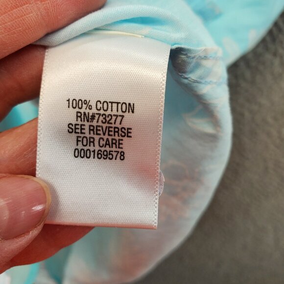 Hawaiian Short Sleeve Blue Button Up Shirt Pocket 2XL Palm Leaves - Picture 6 of 9